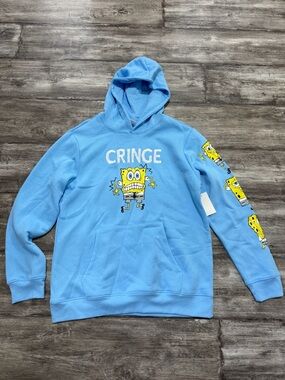 SpongeBob Squarepants Light Blue "Cringe" Graphic Hoodie